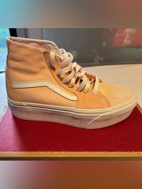 Vans High Top Sneakers Pink and White